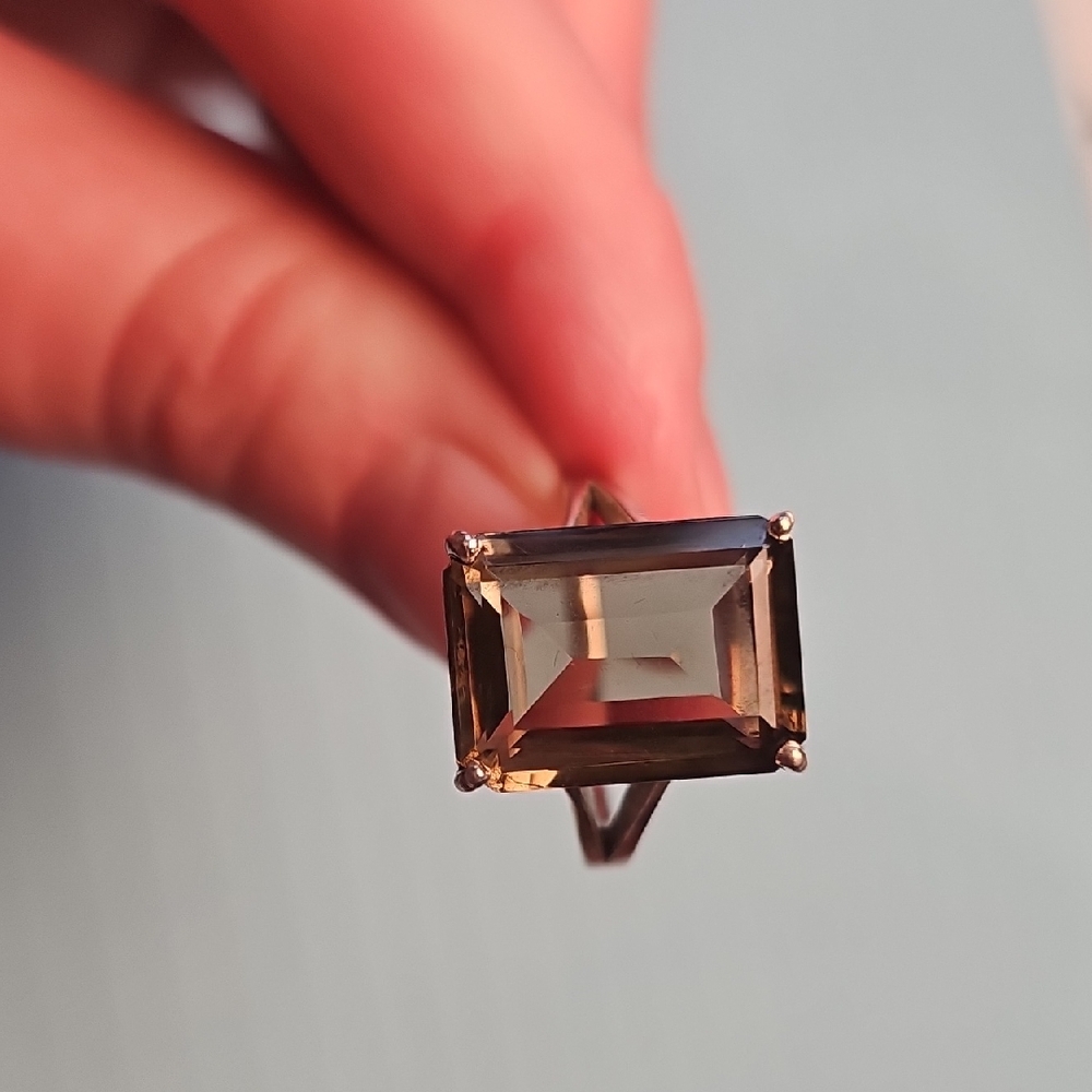 Smoky Quartz Sterling Ring Size 9